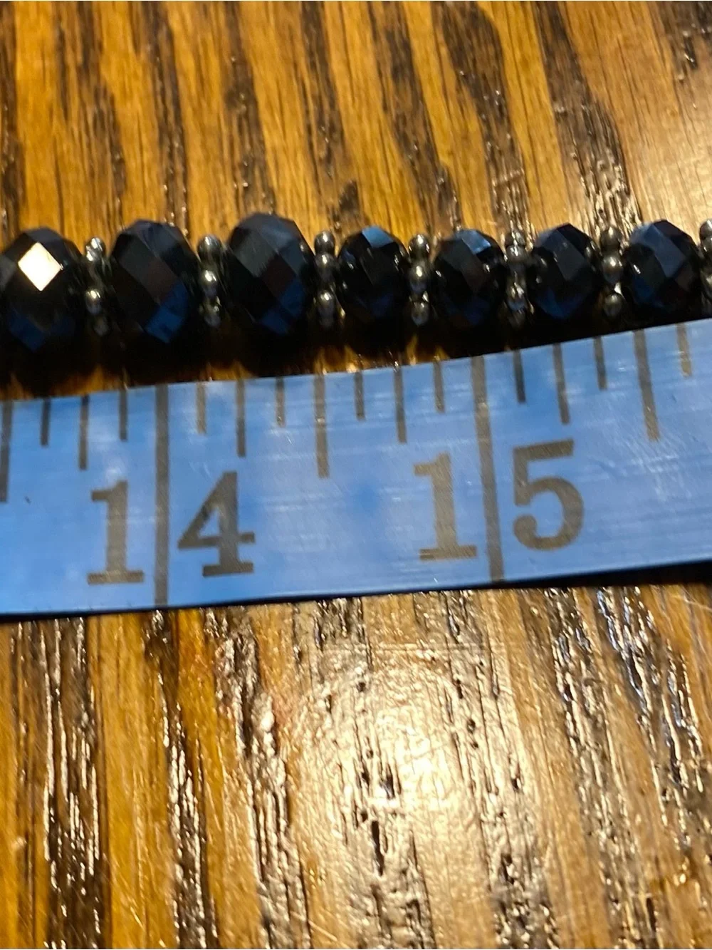 Vintage Silver Metallic Mesh Tube Iridescent Jet Black Faceted Crystal Necklace